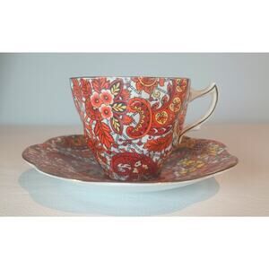 VINTAGE ROSINA FINE BONE CHINA PATTERN 5032 CUP & SAUCER "PAISLEY" ENGLAND